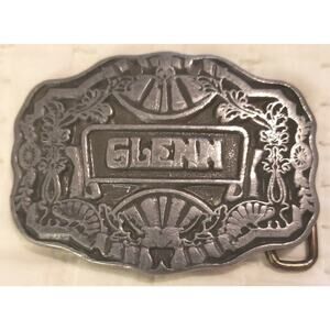 Vintage Oden Inc Silver Tone Belt Buckle 1970's Men's Personalized Glenn Western